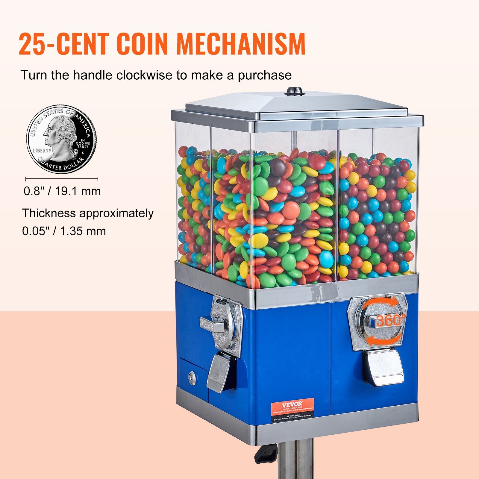 Gumball Machine With Stand Vending Coin Bank Vintage Candy Dispenser Bule