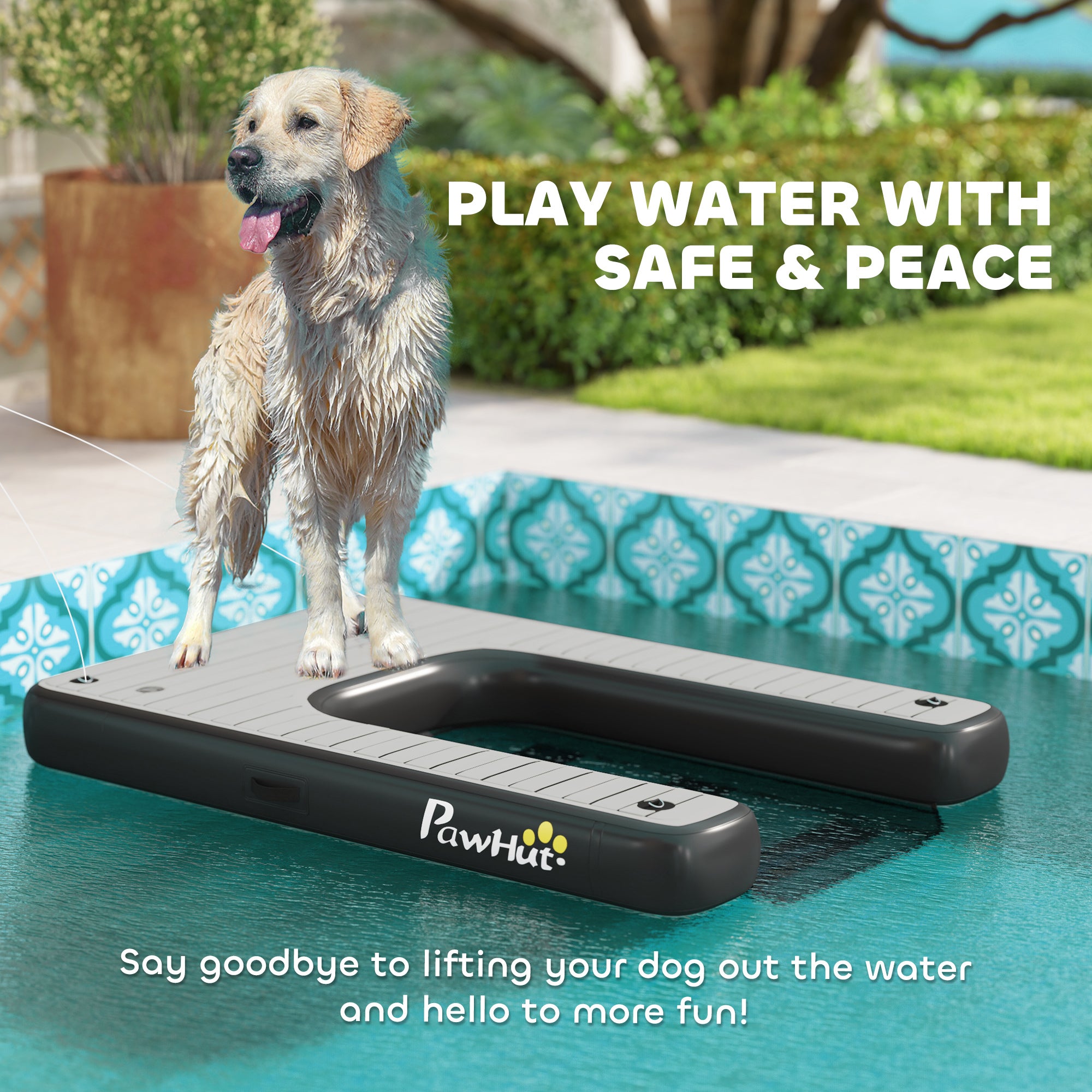 Inflatable Dog Boat Ramp Up to 286 lbs, for Boat, Dock, Lake, Non-Slip, Safe & Easy