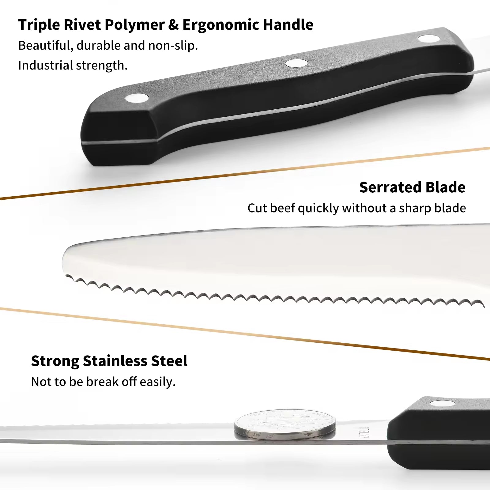 12-piece Kitchen Knife And Accessory Set With High-carbon Stainless Steel Blades, Including Meat And Steak Knives, With ABS Handles