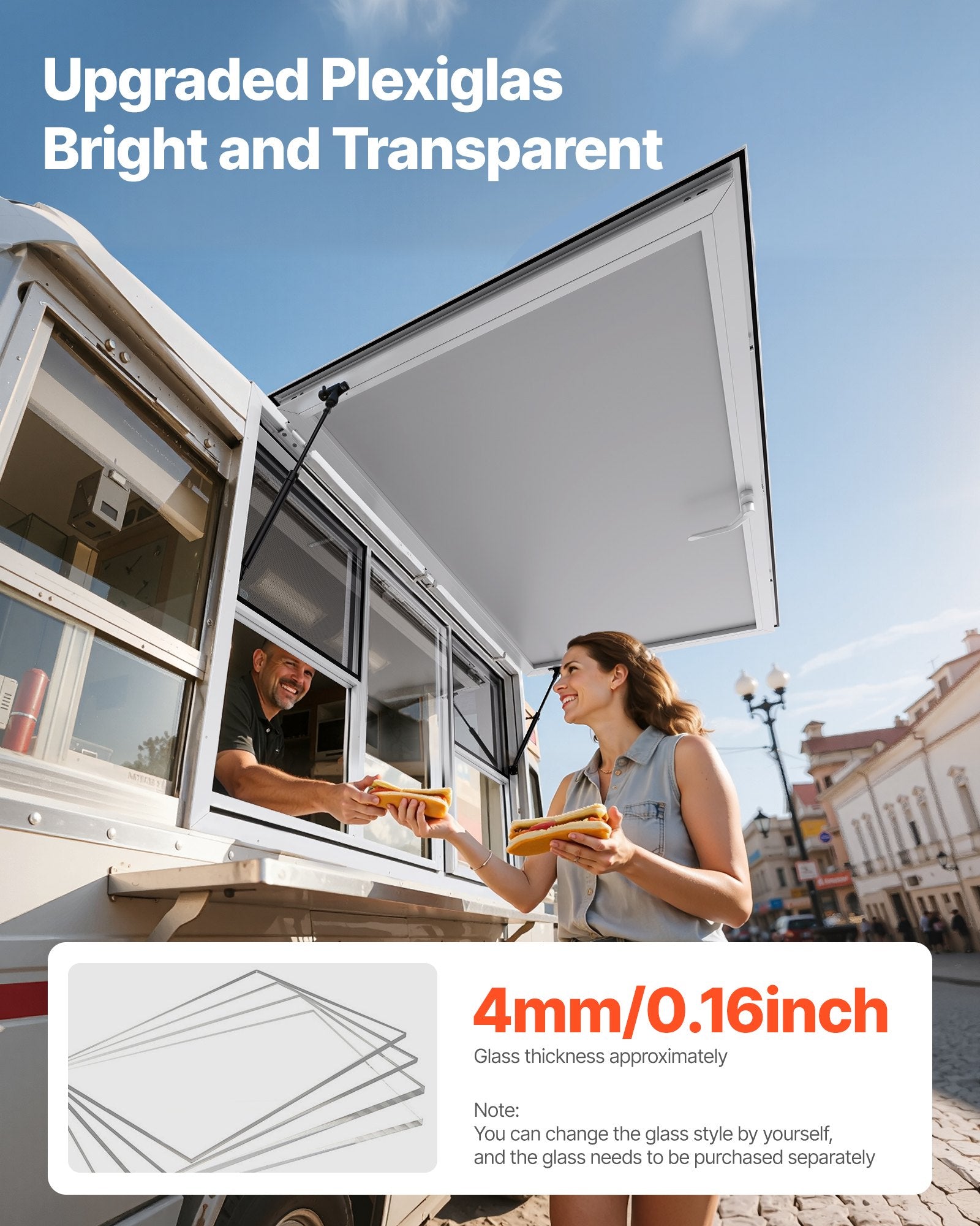 60x36in Concession Stand Serving Window Food Truck Service Awning Aluminum Alloy