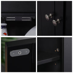 Elegant Buffet with Hutch, Kitchen Pantry Storage Cabinet with Framed Glass Door Drawer and Microwave Space, Black