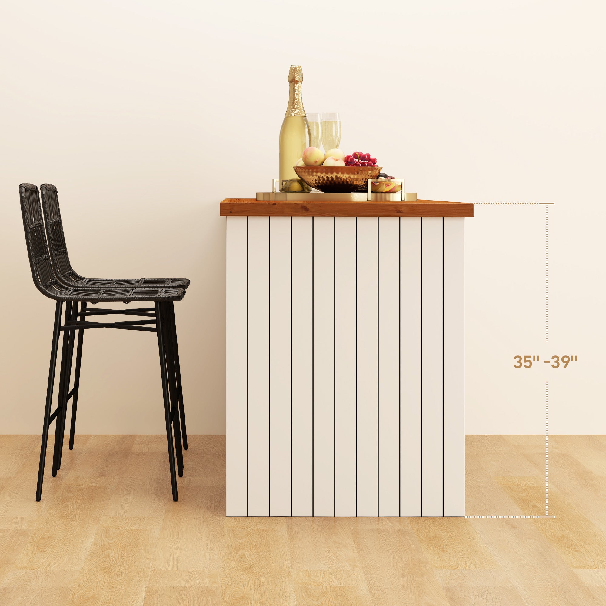 Rattan Counter Bar Stools Set of 2, 26" Counter Height Barstools with Back, Bar Chairs for Kitchen Island, Black