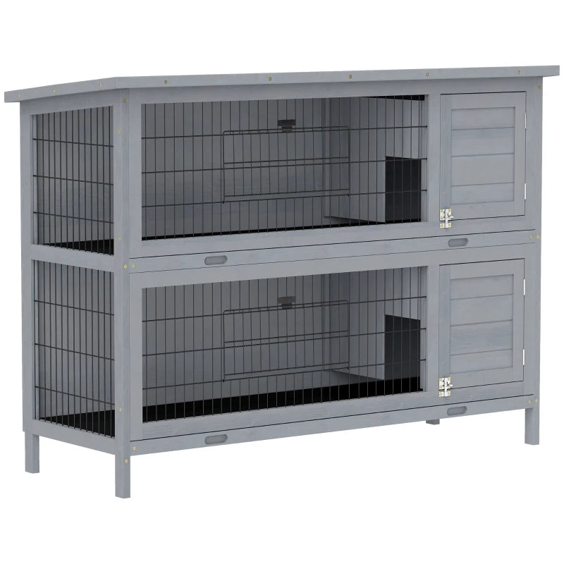 54 2-Story Large Rabbit Hutch Bunny Cage Pet House Small Animal Habitat With Lockable Doors