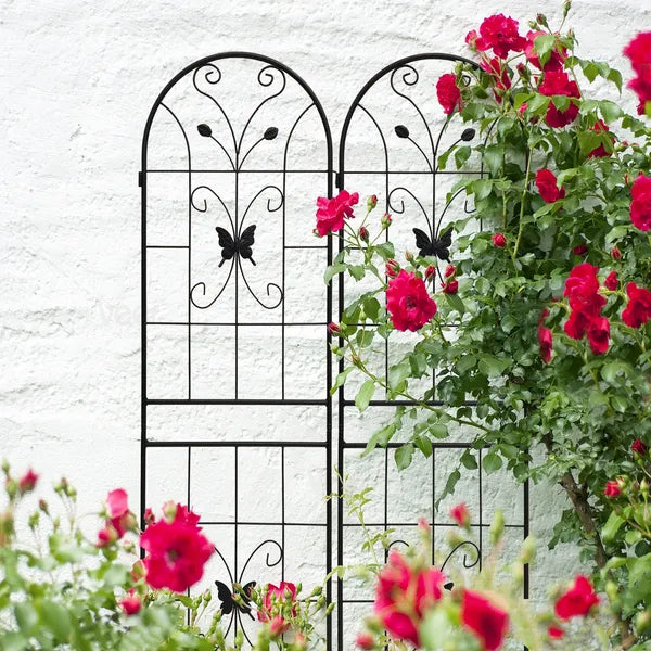2 Pack Metal Garden Trellis 71" X 19.7" Rustproof Trellis For Climbing Plants Outdoor Flower Support Black