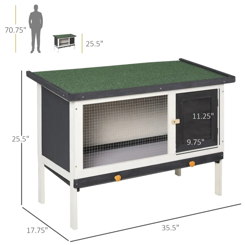 AwHut Wooden Rabbit Hutch, Bunny Cage For Small Pet W Slide-out Tray, Openable Roof