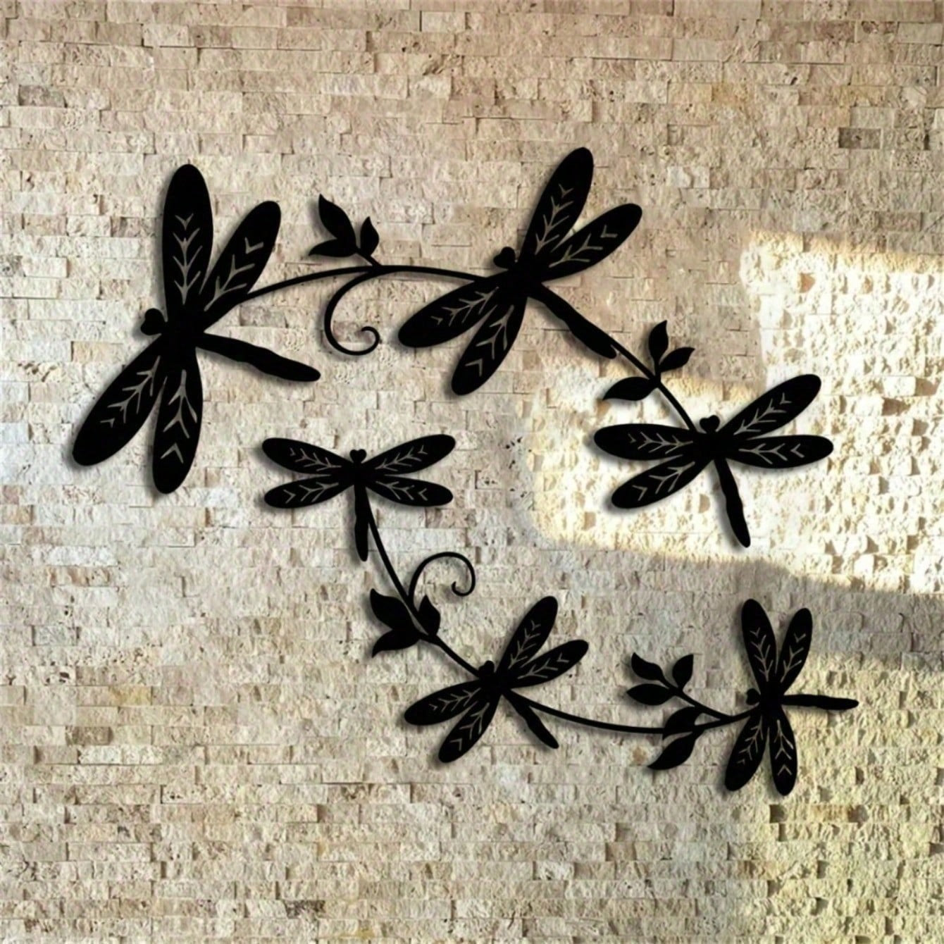 Elegant Dragonfly Wall Art Decor Set - 2-Piece Metal Sculpture For Indoor