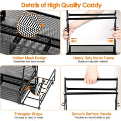 Utensil Caddy Metal Grill Caddy With Paper Towel Holders Utensil Holder For Outdoor Picnic Barbecue Camping Grilling Tools Storage Organizer Barbecue Accessories