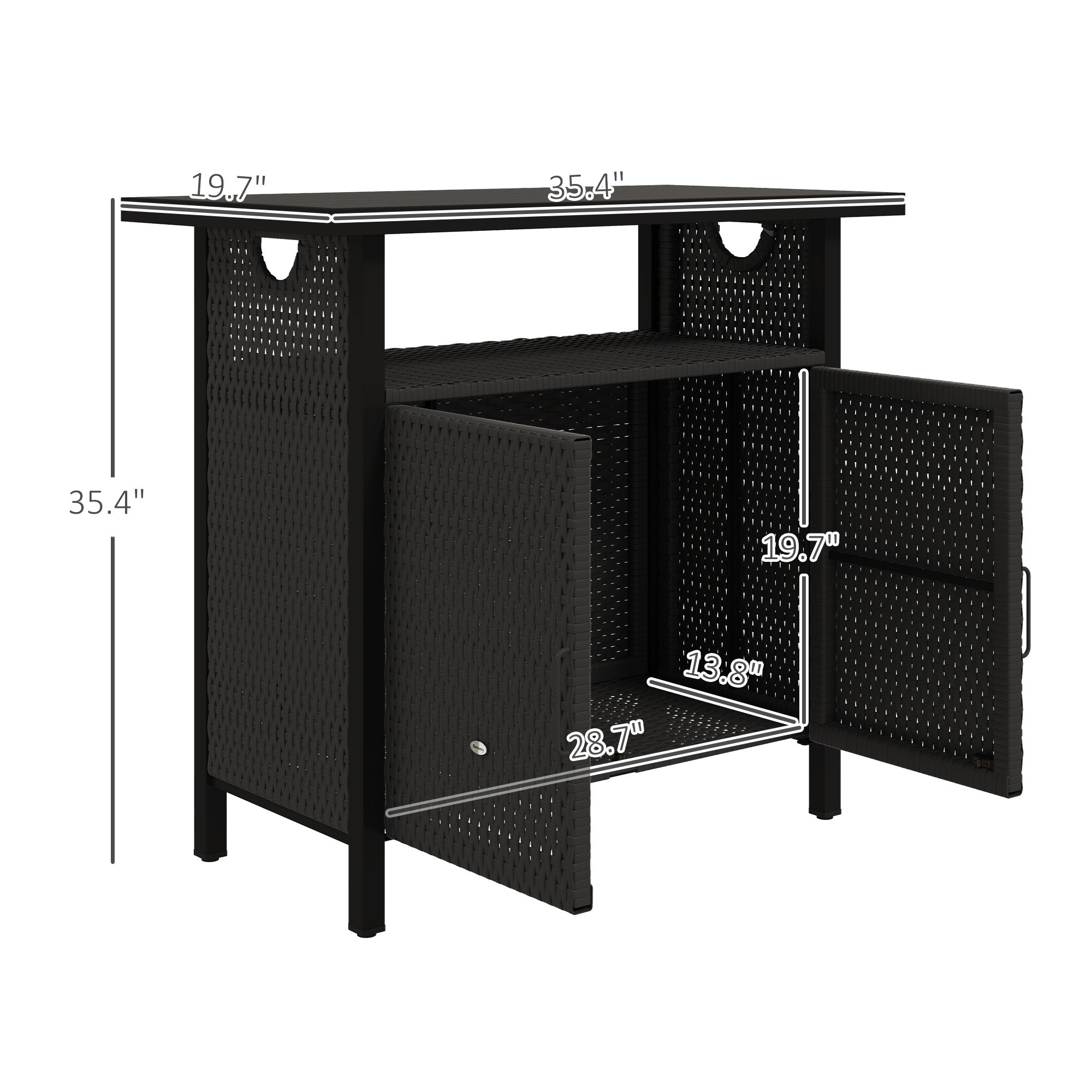 Outdoor Pool Towel Storage Cabinet Organizer, Outdoor Bar Table With Shelf And Cabinet, Pool Towel Holder Pool Valet With Weather-Resistant PE Rattan And Steel Frame, Espresso