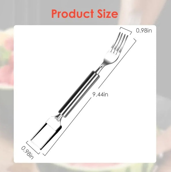 5Pcs 2 In 1 Watermelon Cutter Slicer Fork Stainless Steel Dual Head Watermelon Fruit Cutting