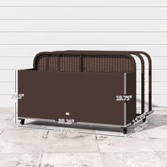 Rattan Pool Float Storage Organizer With Wheels, Brown