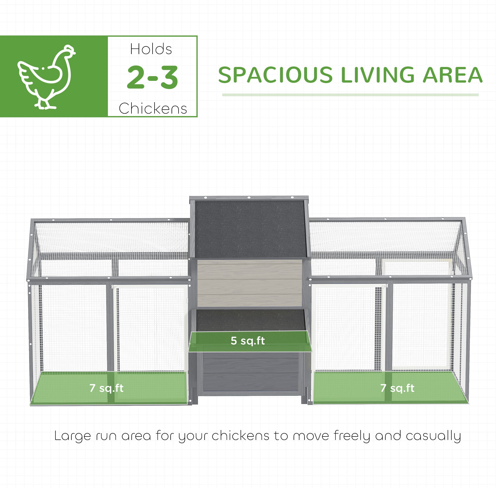 100" Chicken Coop Wooden Chicken House Large Rabbit Hutch Poultry Cage Backyard with Double Run, Nesting Box, Gray