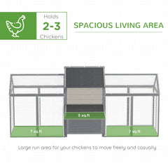 100" Chicken Coop Wooden Chicken House Large Rabbit Hutch Poultry Cage Backyard with Double Run, Nesting Box, Gray