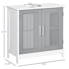 Under Sink Pedestal Storage Bathroom Cabinet, Gray White