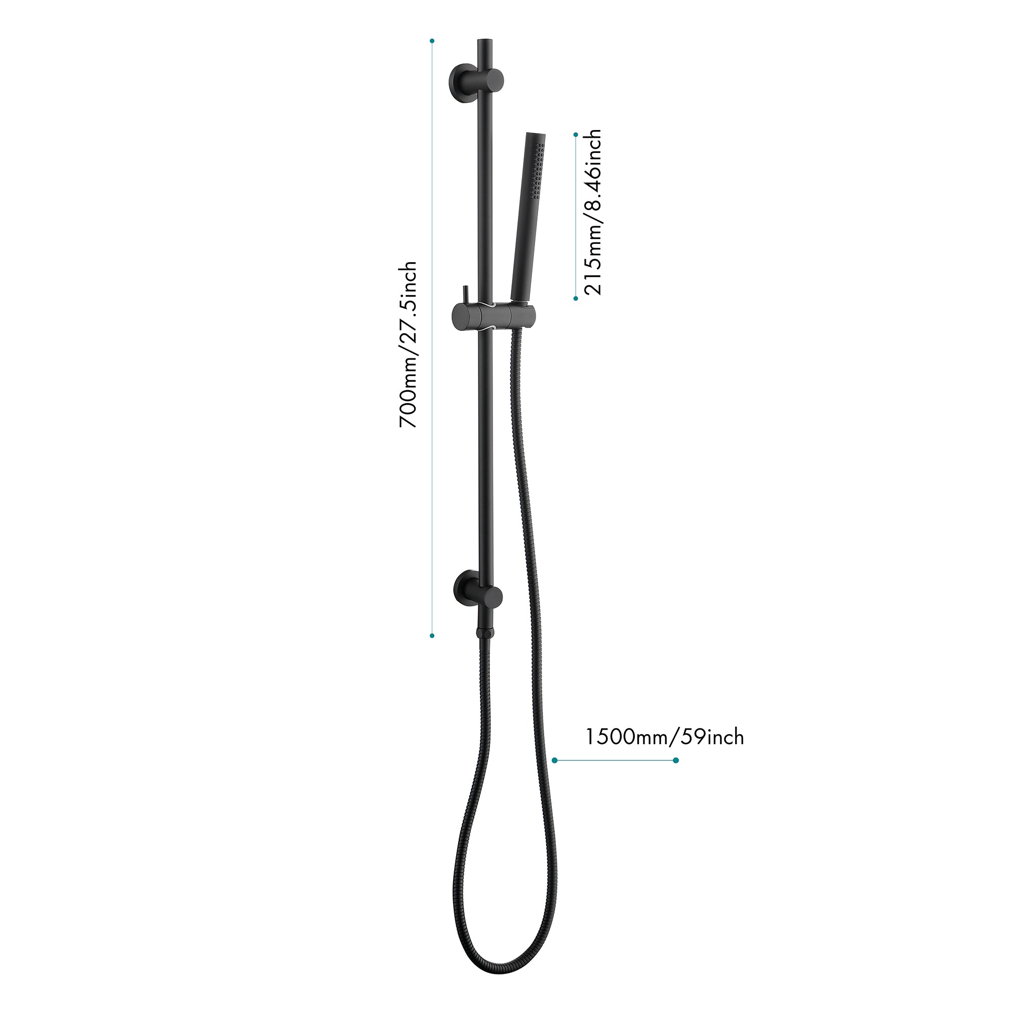 Environmentally Friendly Handheld Showerhead With 28 Inch Slide Bar And 59 Inch Hose