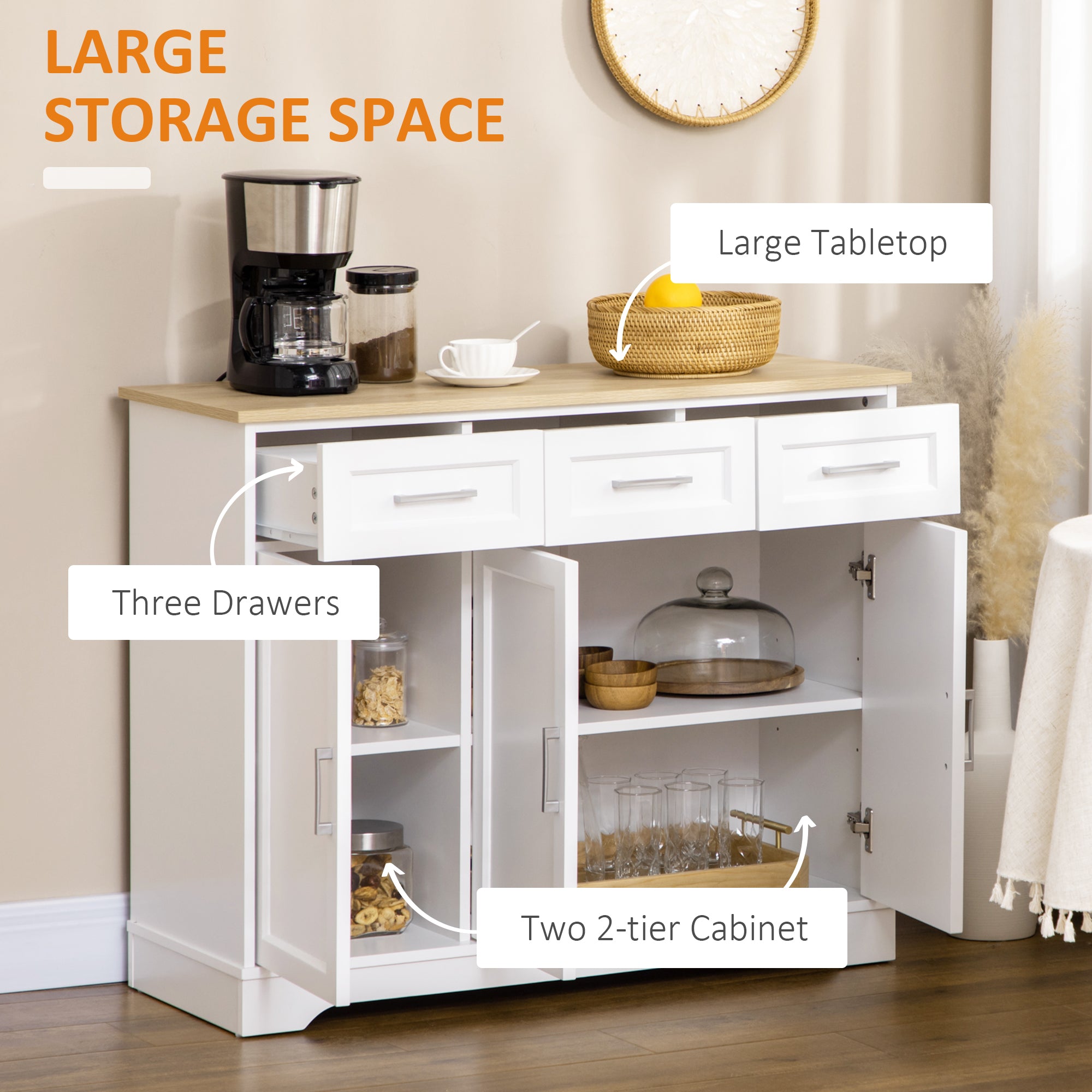 Modern Kitchen Sideboard Buffet Cabinet with Storage