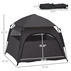 Pop Up Dog Tent for Extra Large and Large Dogs with Carry Bag, for Beach, Backyard, Home, Dark Gray
