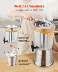 Drink Dispenser 2.1 Gal Beverage Dispenser For Parties With Spigot Ice Chamber