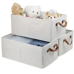 Portable Clothes Storage Box Foldable Thick Cloth Storage And Storage Bag For Organizing Bedroom Wardrobe Clothes With Window Storage Nano White And Linen Model.