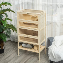 5-Tier Wooden Hamster Cage Mice Habitat Rat Habitat With Openable Top, Front Door And Storage Shelf