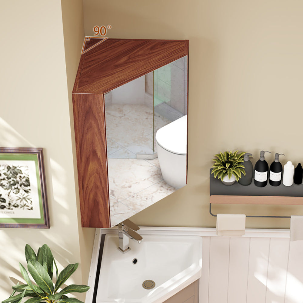 Corner Medicine Cabinet With Mirror With Open Mirror Door And Adjustable Shelf