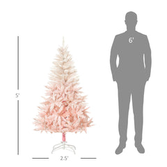 5ft Unlit Spruce Artificial Christmas Tree with Realistic Branches and 450 Tips, Pink