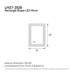 20 Inch X 28 Inch LED Bathroom Mirror