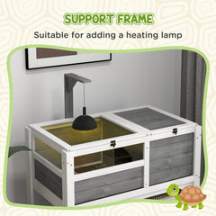 Tortoise Habitat with Shelf Storage Tortoise Gift Accessory with Weather Protection for Indoor, Light Gray