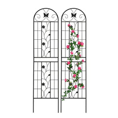 2 Pack Metal Garden Trellis 86.7" X 19.7" Rustproof Trellis For Climbing Plants Outdoor Flower Support Black