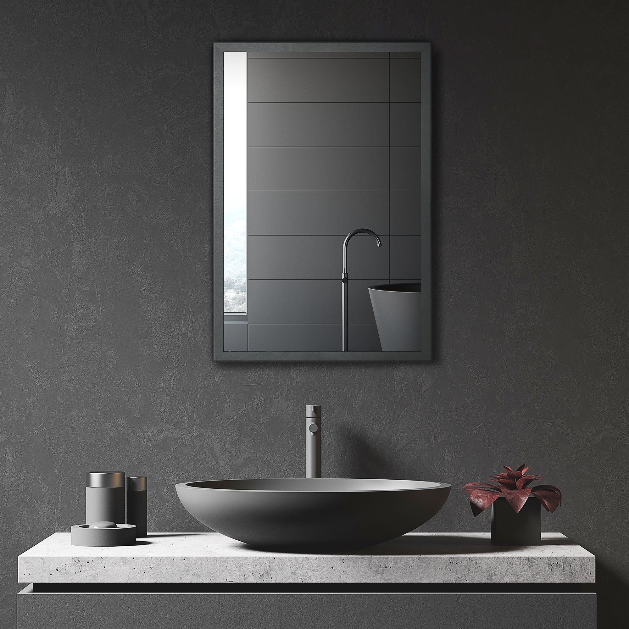Wall-Mounted Medicine Cabinet with Mirror, Stainless Steel Bathroom Mirror Cabinet Wall Mounted with Storage Shelves for Living Room and Laundry Room, Black