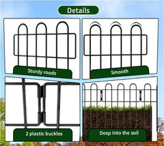 10PC 12inch*16.5inch Metal Protective Decorative Garden Fence, Animal Barrier, Yard And Lawn Isolation Fence, Outdoor Wrought Iron Fence