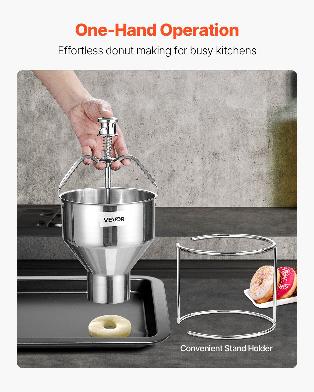Donut Depositor Manual Doughnut Dropper Hopper Stainless Steel Batter Dispenser