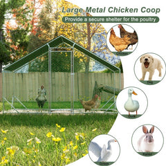 Large Metal Chicken Coop, Walk-in Chicken Run,Galvanized Wire Poultry Chicken Hen Pen Cage, Rabbits Duck Cages With Waterproof And Anti-Ultraviolet Cover For Outside