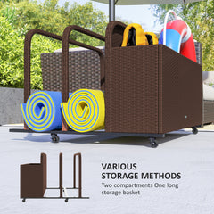 Pool Float Storage, Pool Caddy, With Wheels, 43.25 L X 22.5 W X 28 H, Brown
