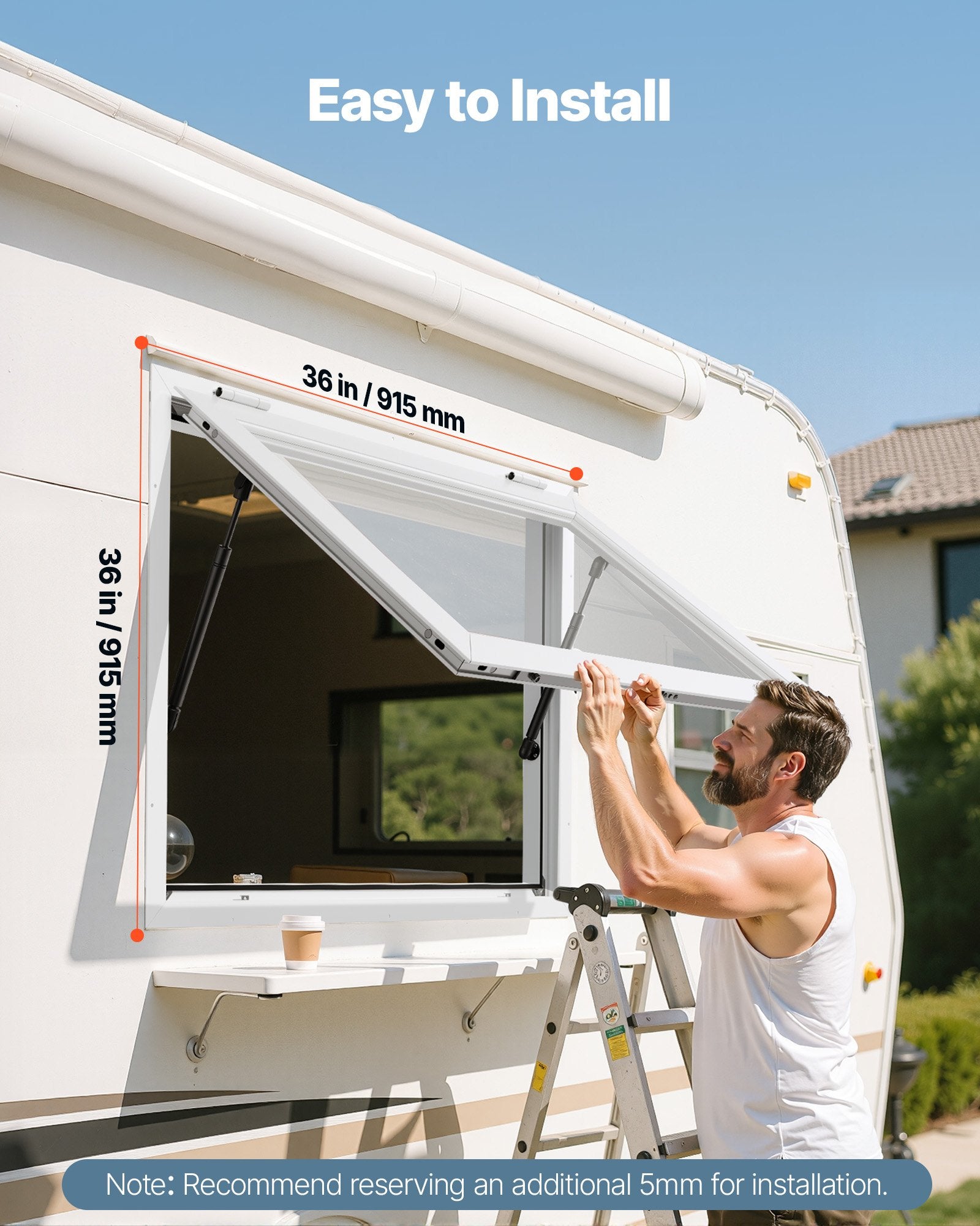 36x36in Concession Stand Serving Window Food Truck Service Awning Aluminum Alloy
