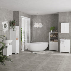 Under Sink Bathroom Cabinet, Pedestal Sink Storage Cabinet with 2 Doors, Shelf and U-Shape, White
