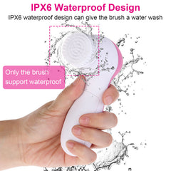 1Pc Facial Cleansing Brush Waterproof Face Spin Cleaning Brush With 5 Brush Heads Deep Cleansing Body Facial Brush Set For Gentle Exfoliating Removing Blackhead And Massaging