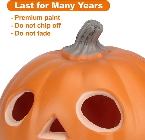 Lantern Halloween Pumpkin Lights- Waterproof Pre-lit Pumpkin Lighted JackoLantern For Halloween Porch, Party, Front Door, Fireplace Indoor And Outdoor Holiday Decorations, Sad Face, 10 Inch