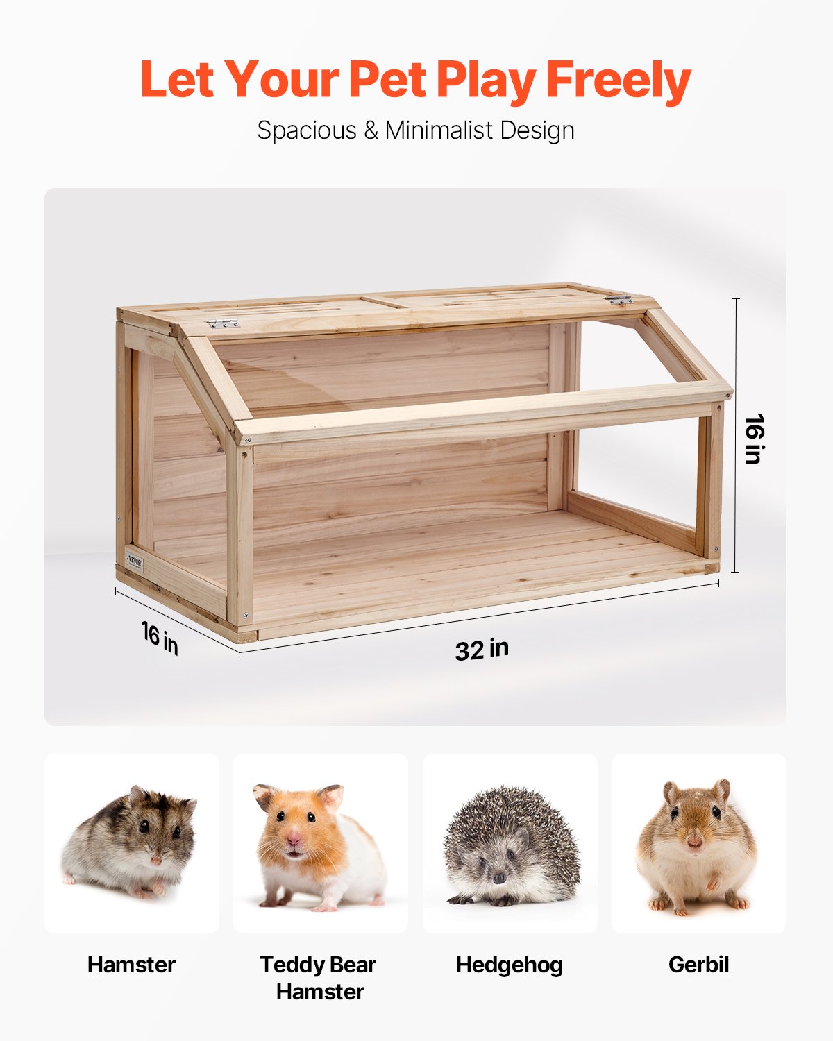 Wooden Hamster Cage Habitat 32 In Clear Mice Rodents Small Animals Cage