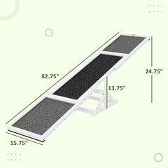 Wooden Dog Agility Seesaw For Training And Exercise, Weather Resistant, 83 L X 16 W X 14 H, White