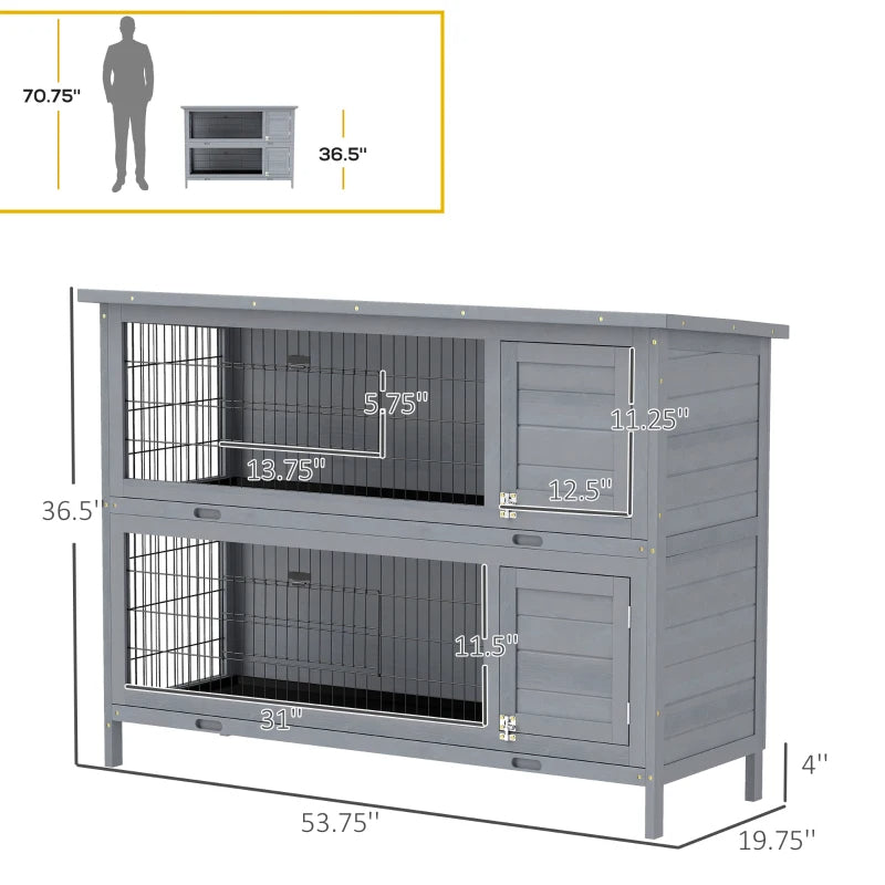 54 2-Story Large Rabbit Hutch Bunny Cage Pet House Small Animal Habitat With Lockable Doors