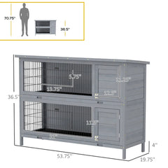 54 2-Story Large Rabbit Hutch Bunny Cage Pet House Small Animal Habitat With Lockable Doors
