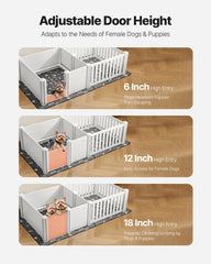 Puppy Dog Whelping Pen Box Adjustable Door Height For Medium Dogs 73x38x19.7 In