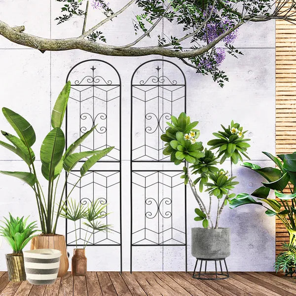 2 Pack Metal Garden Trellis 86.7" X 19.7" Rustproof Trellis For Climbing Plants Outdoor Flower Support Black