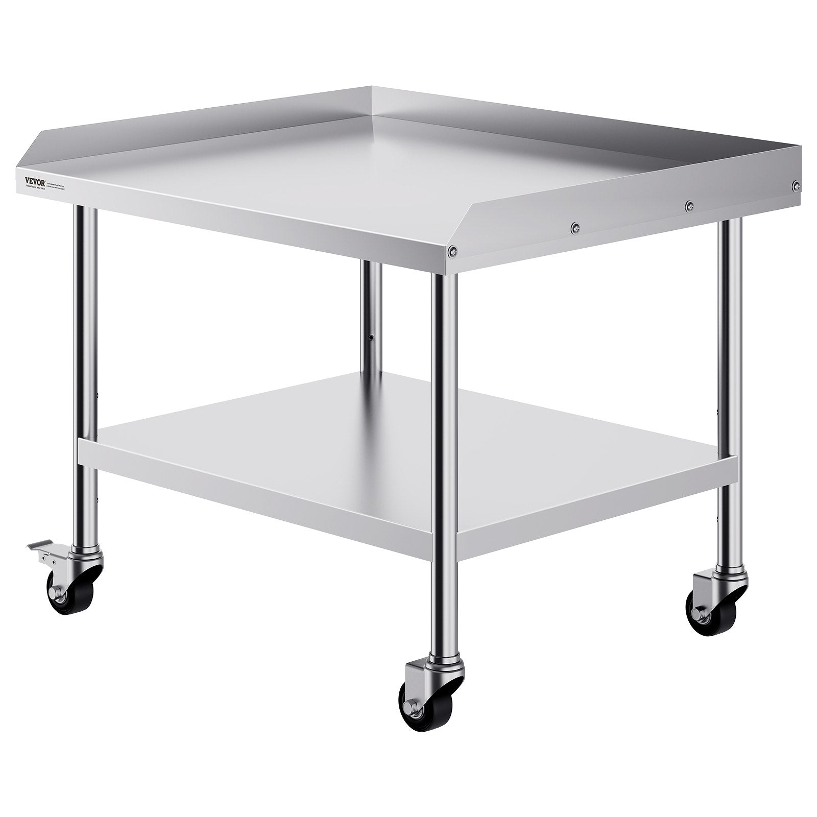 Stainless Steel Work Table, 30 X 36 X 30 Inch Commercial Food Prep Worktable With 4 Wheels, Casters, 3-Sided Backsplash Heavy Duty Prep Worktable, Metal Work Table For Restaurant Home Hotel