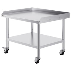 Stainless Steel Work Table, 30 X 36 X 30 Inch Commercial Food Prep Worktable With 4 Wheels, Casters, 3-Sided Backsplash Heavy Duty Prep Worktable, Metal Work Table For Restaurant Home Hotel