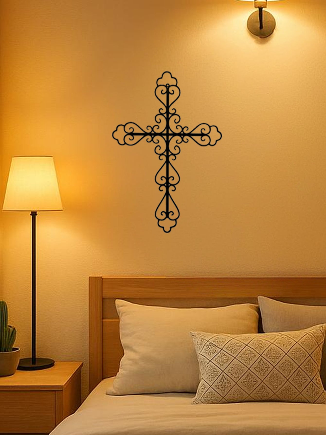 1pc Metal Retro Cross Wall Art Decoration, Metal Artwork, Scene Decoration
