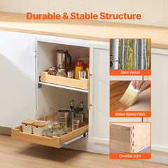 Pull Out Cabinet Organizer Soft Close Slide Out Shelf Wood Drawer 17'W X 21'D
