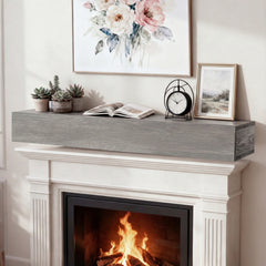 72" Rustic Wood Fireplace Mantel,Wall-Mounted & Floating Shelf For Home Decor