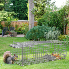 2Pcs 24X7.48X8.27IN Folding Humane Live Animal Trap Cages Easy To Catch And Release Foldable Cat Trap Galvanized Steel For Small Cats Squirrels Rabbits Hedgehog Chipmunk
