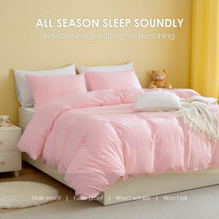 White & Pink Extra Large Duvet Cover Set Includes 1 Duvet Cover & 2 Pillowcases. Made Of Premium Breathable Microfiber With Hotel-grade Minimalist Design. Perfect For Bedrooms And Guesthouses.